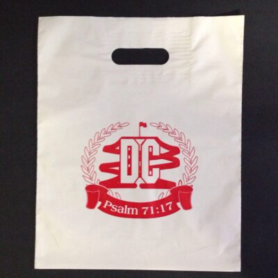 DC Psalm 71:17 - 12x 15"-White Patch handle bag printed red ink
